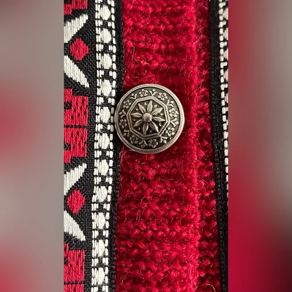 Vintage Talbots 100%WOOL 100% LAINE Snowflake Sweater Women Sz M Red